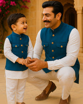 Hunting Jacket - Phirozi Blue - Jaipuri Crown